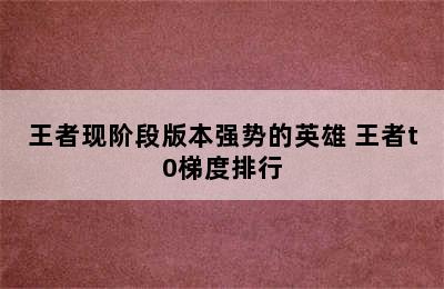 王者现阶段版本强势的英雄 王者t0梯度排行